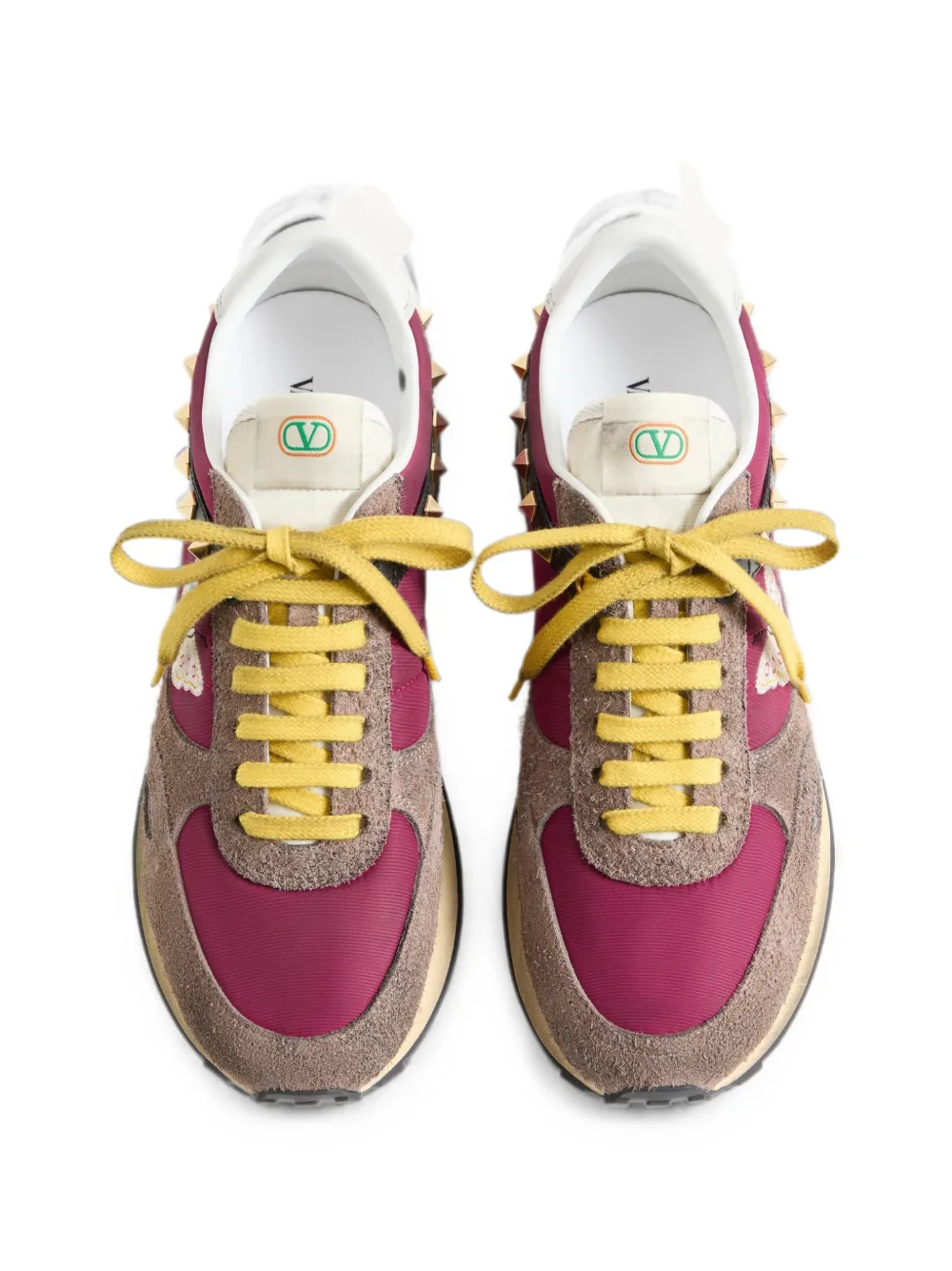 Valentino Garavani Stud Up sneakers in split leather and nylon with butterfly embroidery Paars