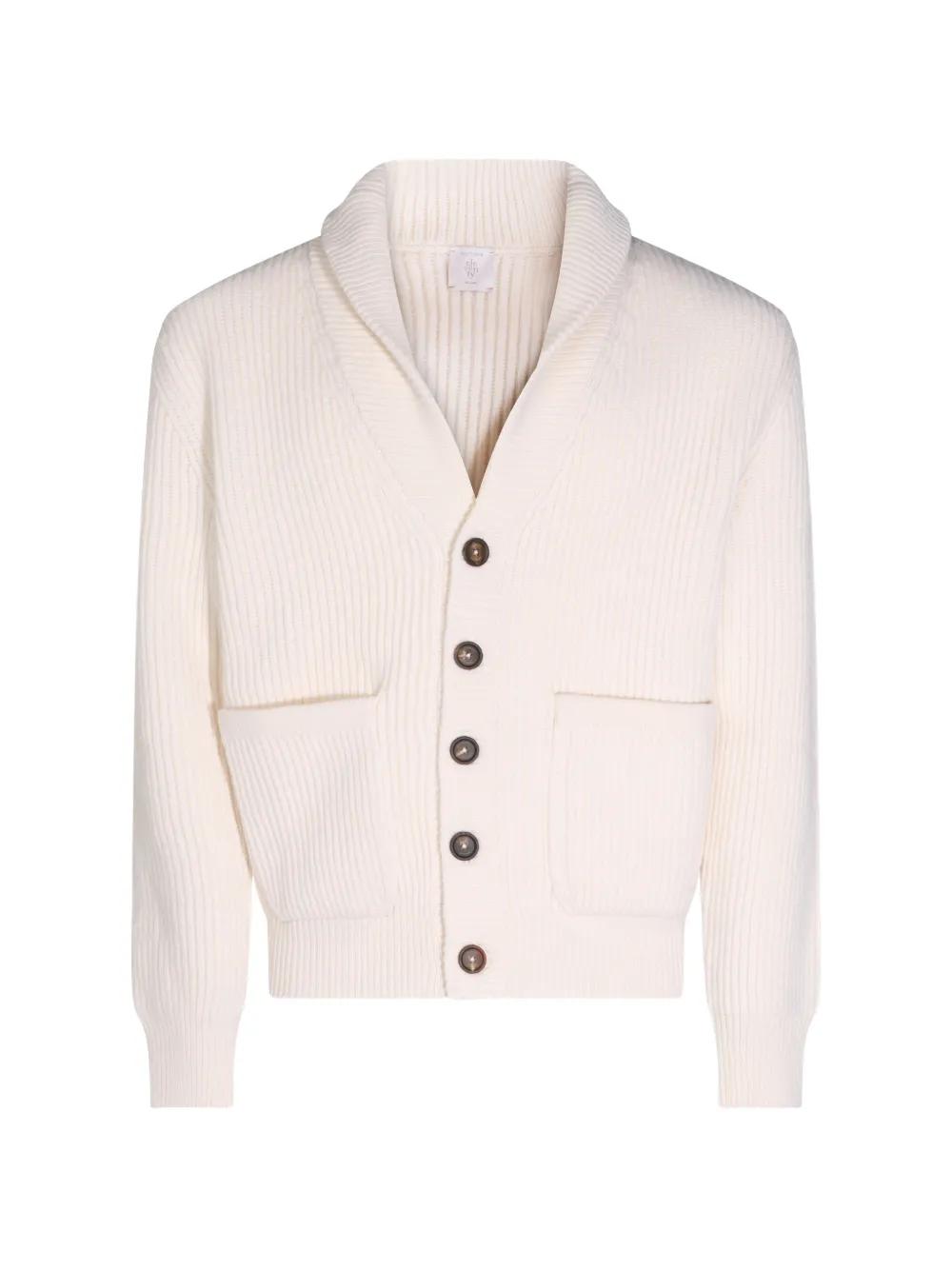 Eleventy ribbed-knit shawl-collar cardigan - White