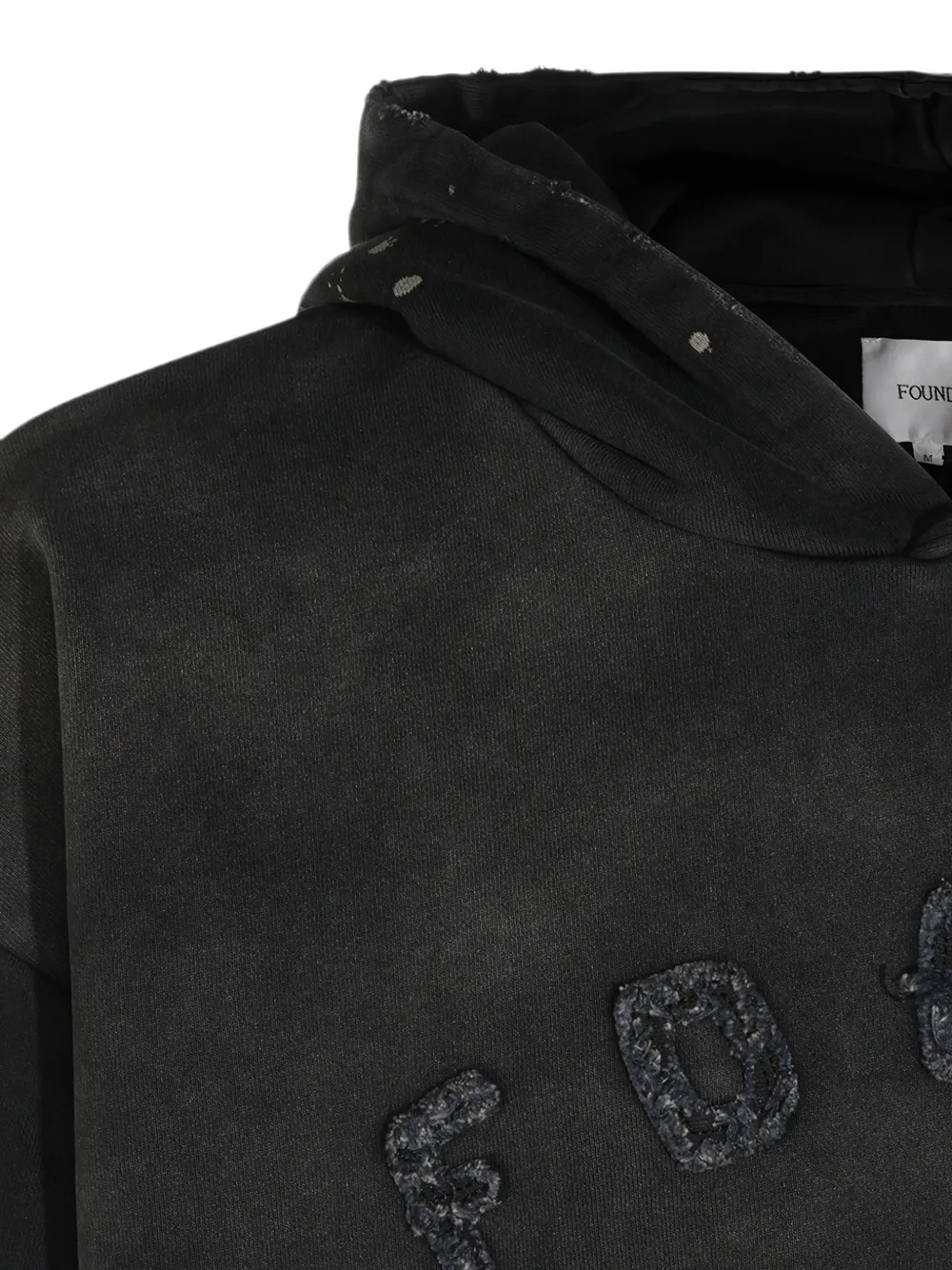 FOUND logo-patch paint-splatter hoodie Zwart