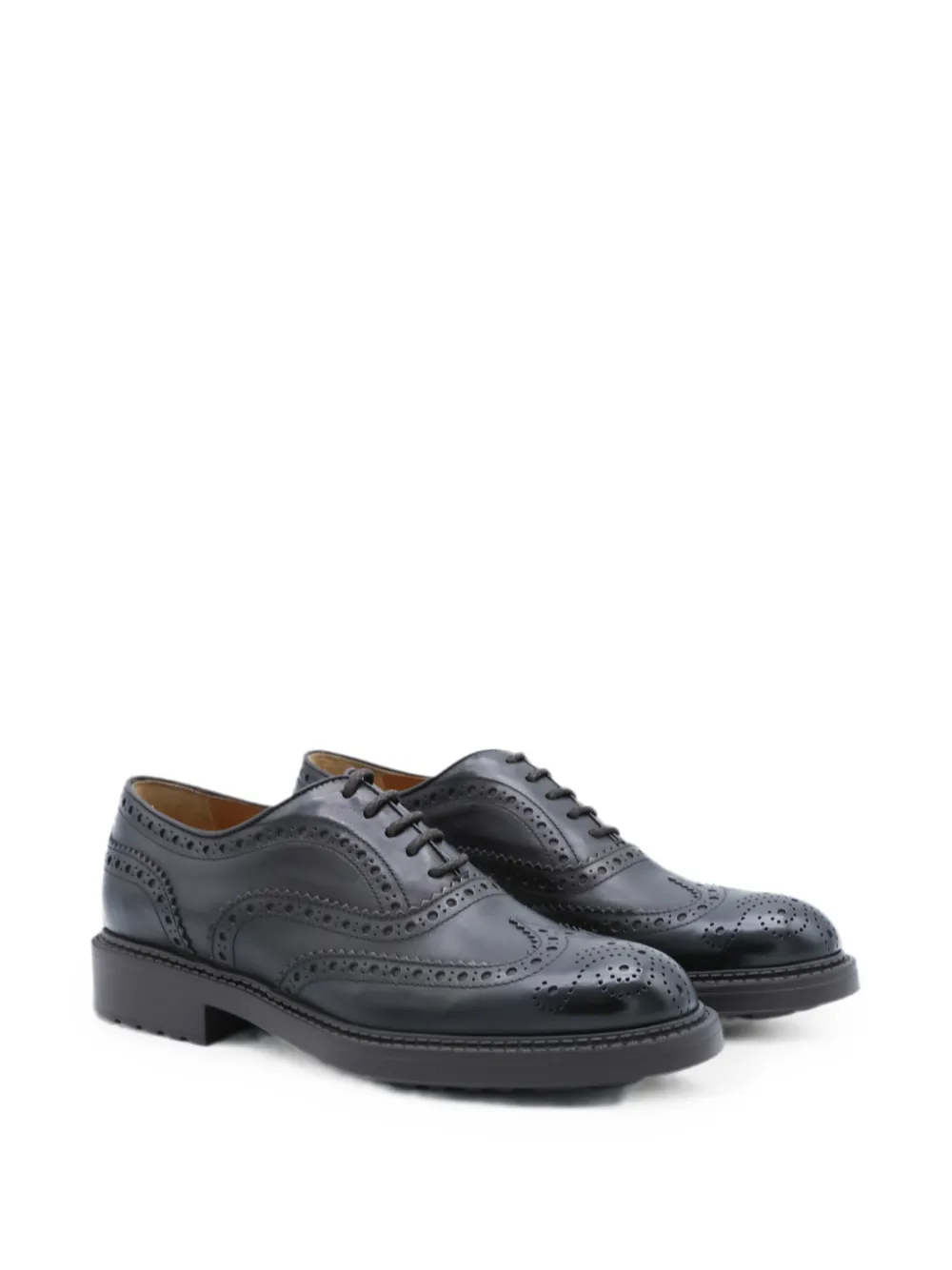 Doucal's brogue-detail leather lace-up shoes Zwart