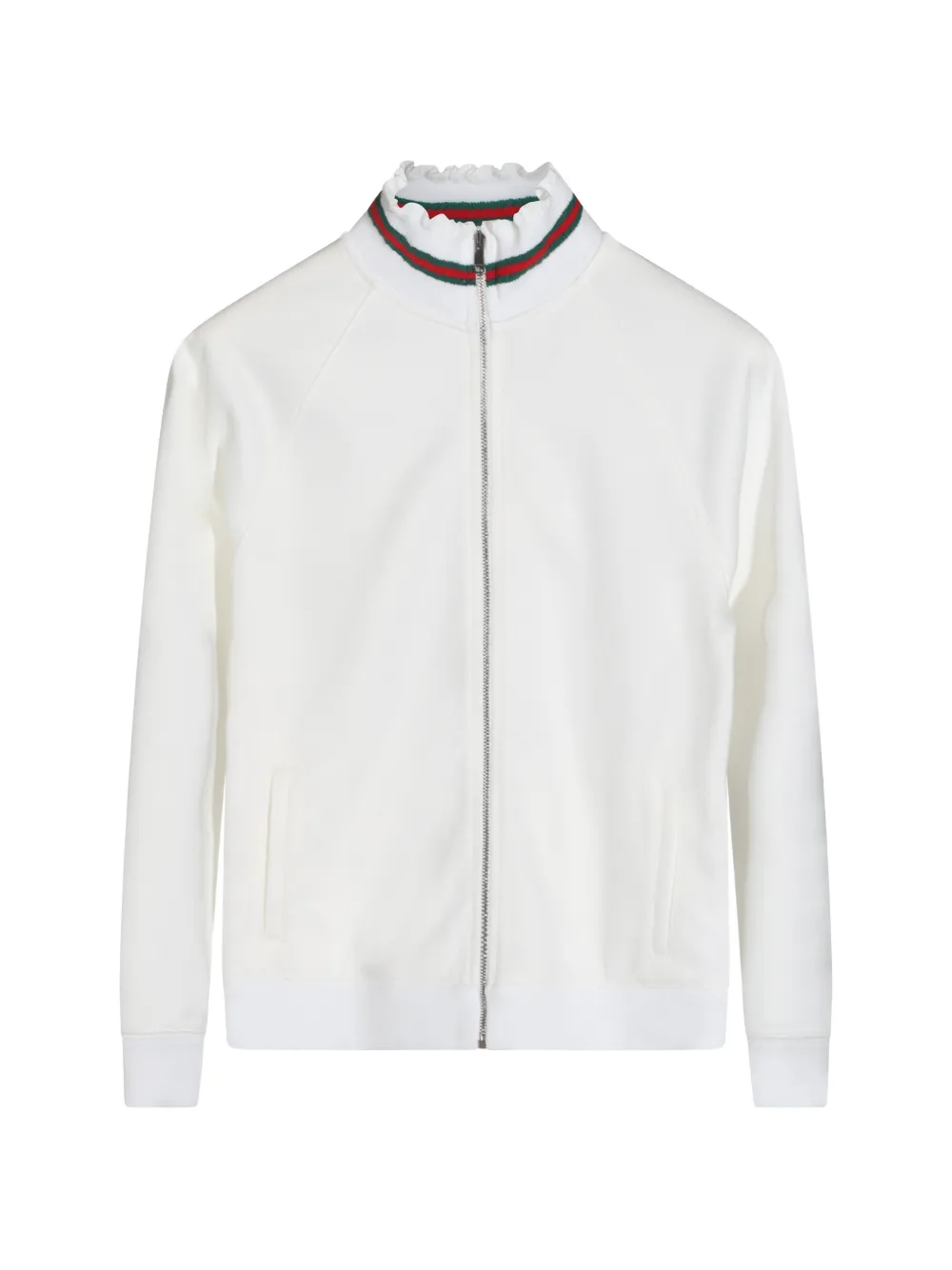 Gucci Kids Web-stripe ruffle-trim sweater - Weiß