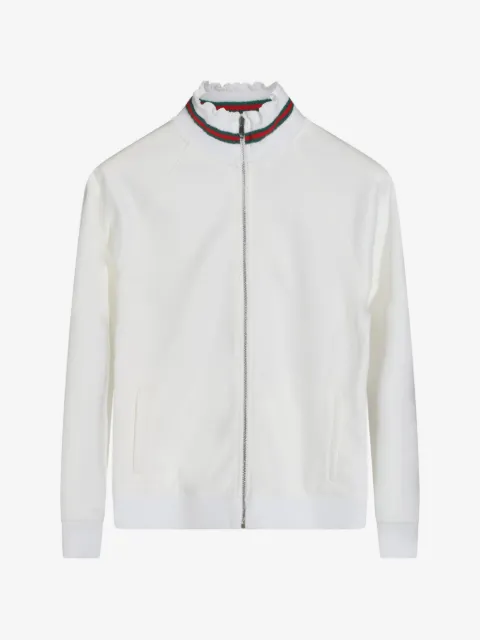 Gucci Kids Web-stripe ruffle-trim sweater
