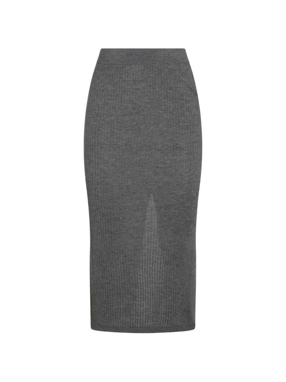 Malo ribbed-knit front-slit midi skirt - Grigio