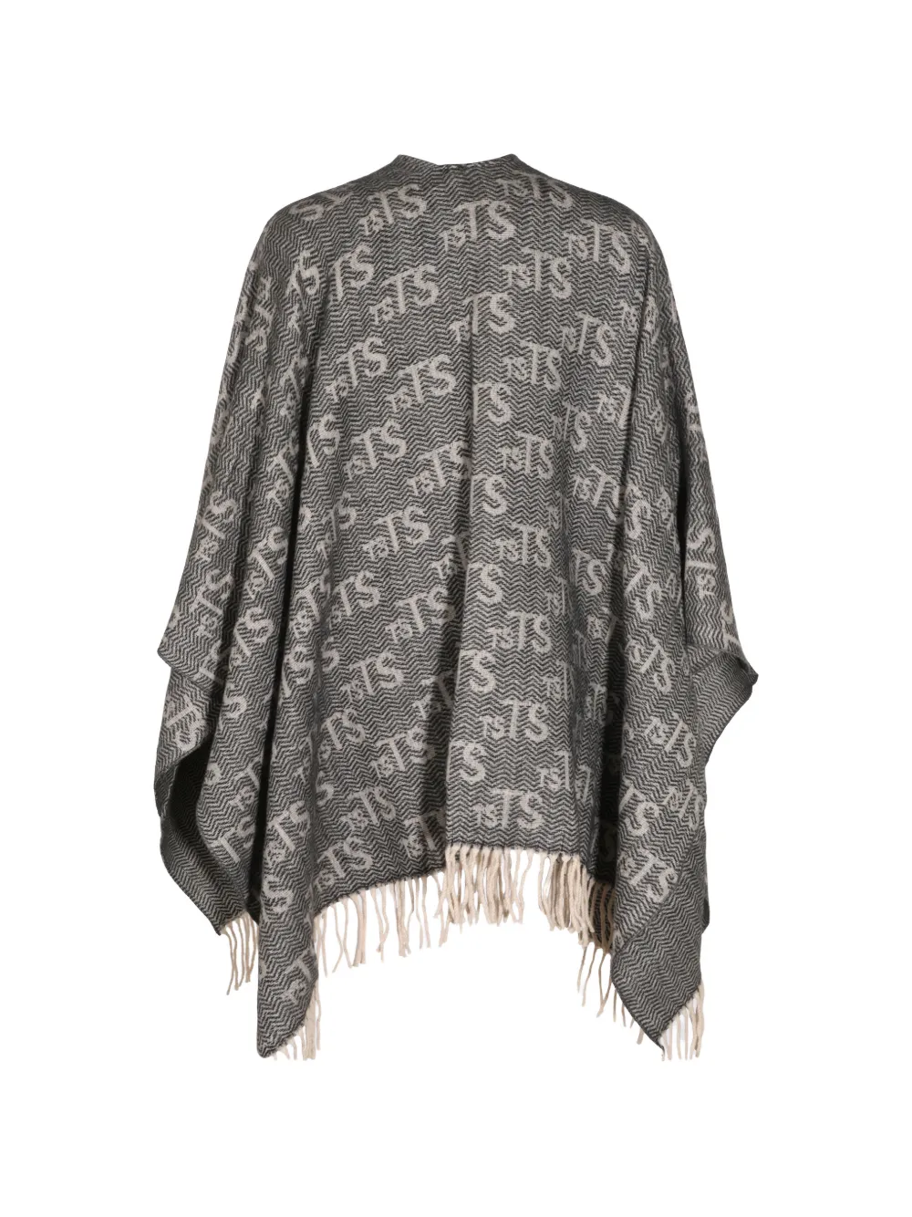 TWINSET logo-print fringed poncho Grijs
