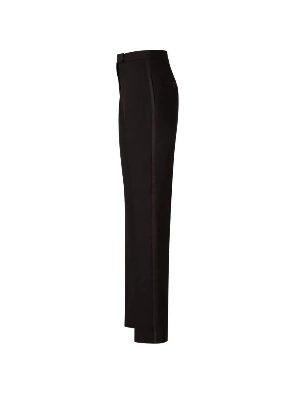 TOM FORD Satin-trim Wool Trousers in Black, view 3