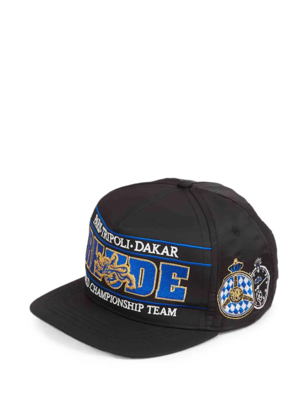 RHUDE Straight zonneklep met geborduurd logo Zwart
