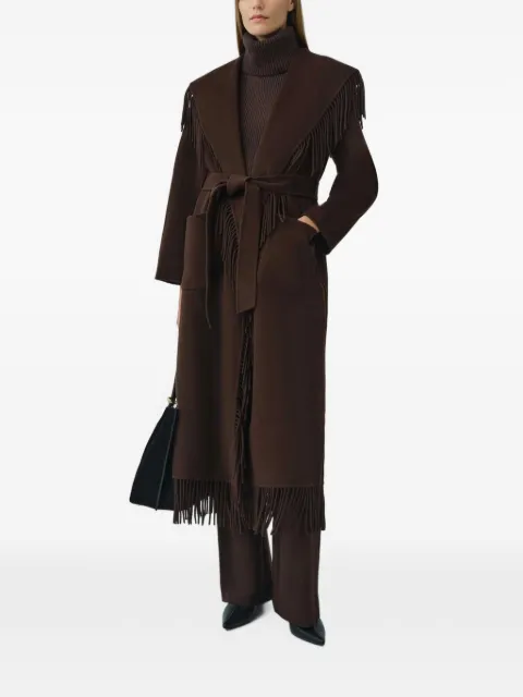 SIMKHAI  Carrie fringe-trimmed belted coat