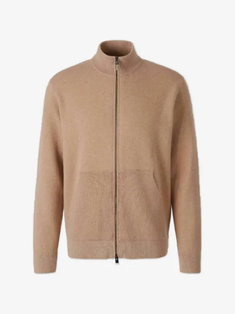 Canali zip-up elbow-patch sweater