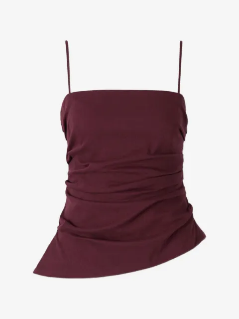 SIMKHAI  ruched asymmetric-hem top