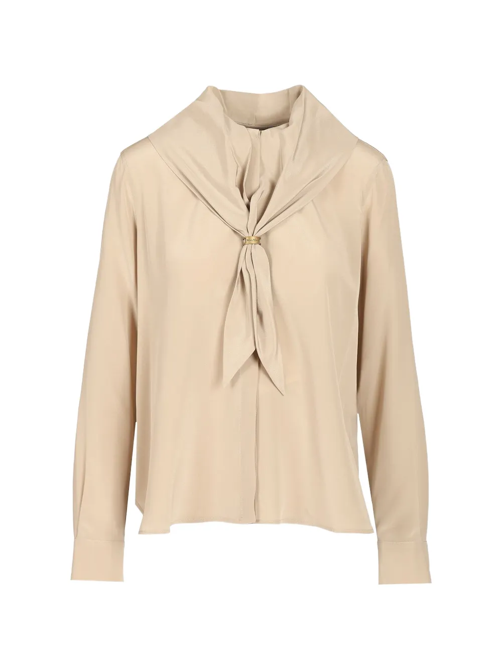 Max Mara chemise en soie à détail de foulard - Tons neutres Max Mara chemise en soie à détail de foulard - Tons neutres