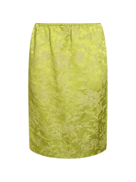 Saint Laurent falda midi con motivo floral en jacquard y abertura lateral