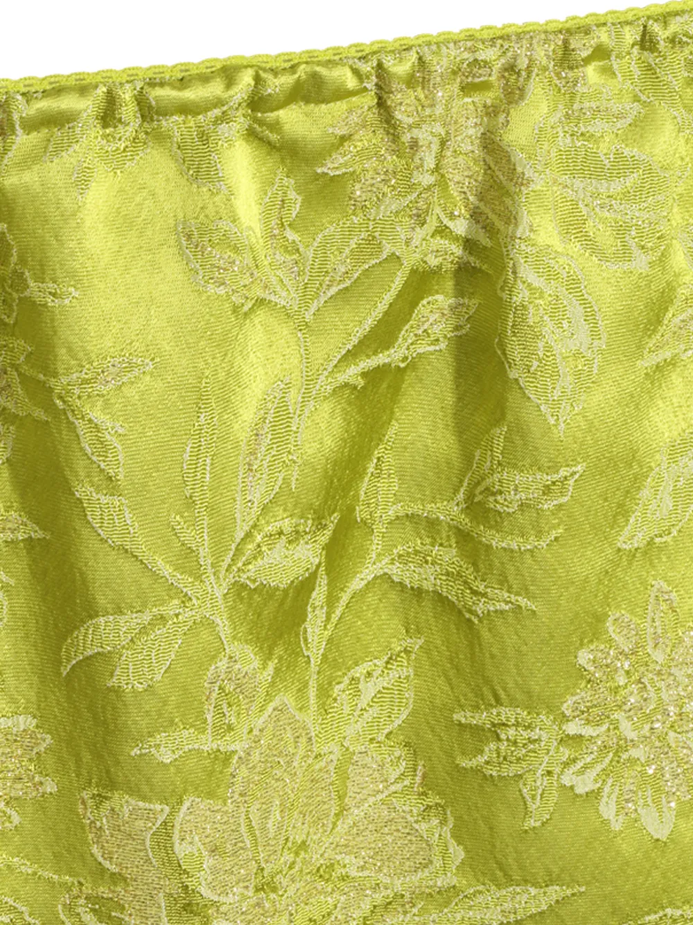Saint Laurent Floral-jacquard Side-slit Midi Skirt in Green, view 3