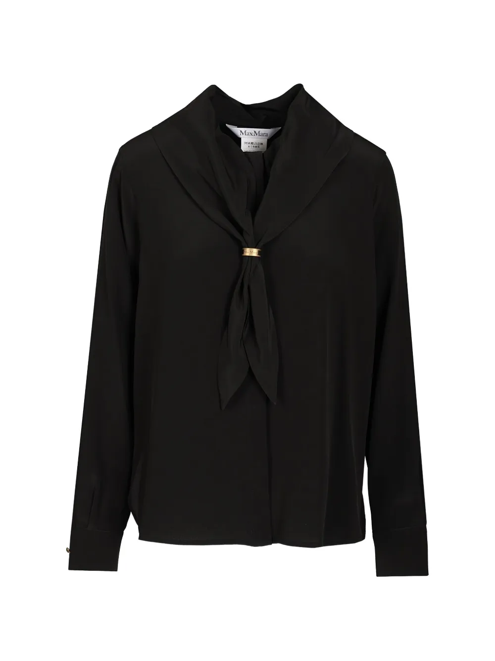 Max Mara Seidenhemd mit Schaldetail - Schwarz