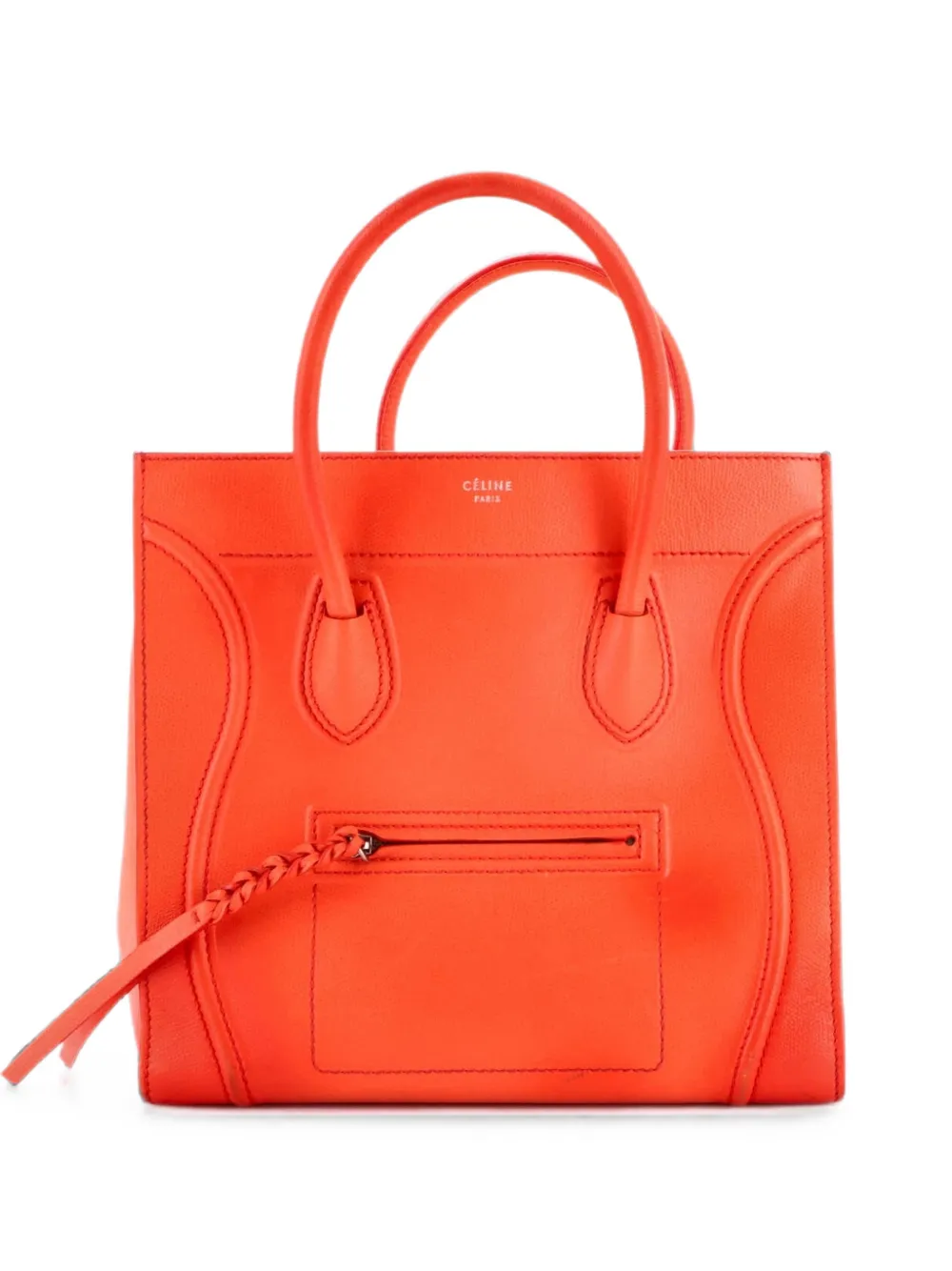 Pre-owned Celine Phantom Bag Grainy Leather Large Tote Bag In Orange