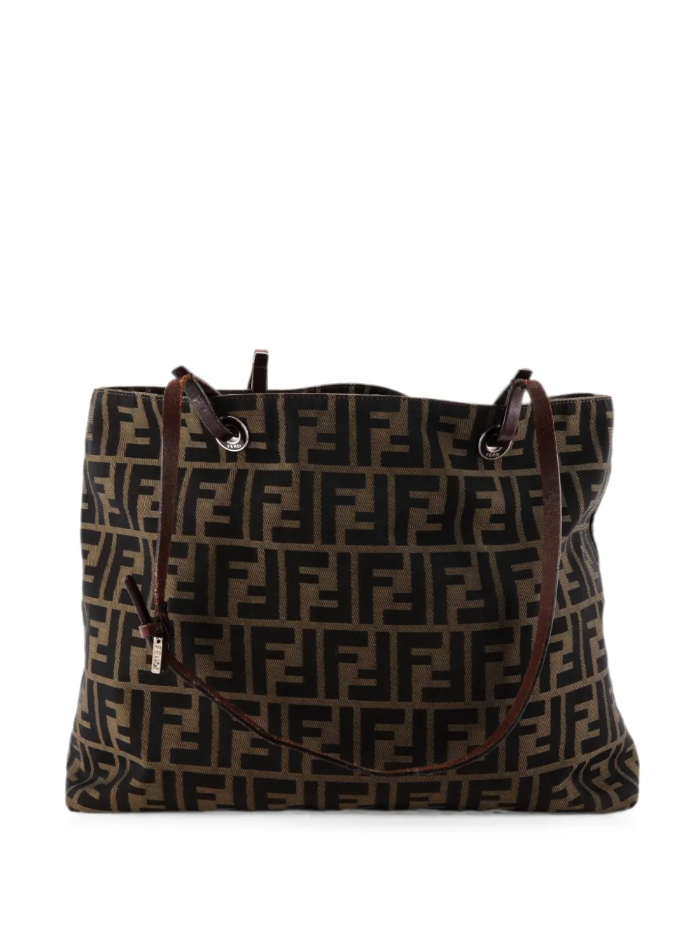 Pre-owned Fendi Vintage Open Zucca Canvas Large Tote Bag In Brown
