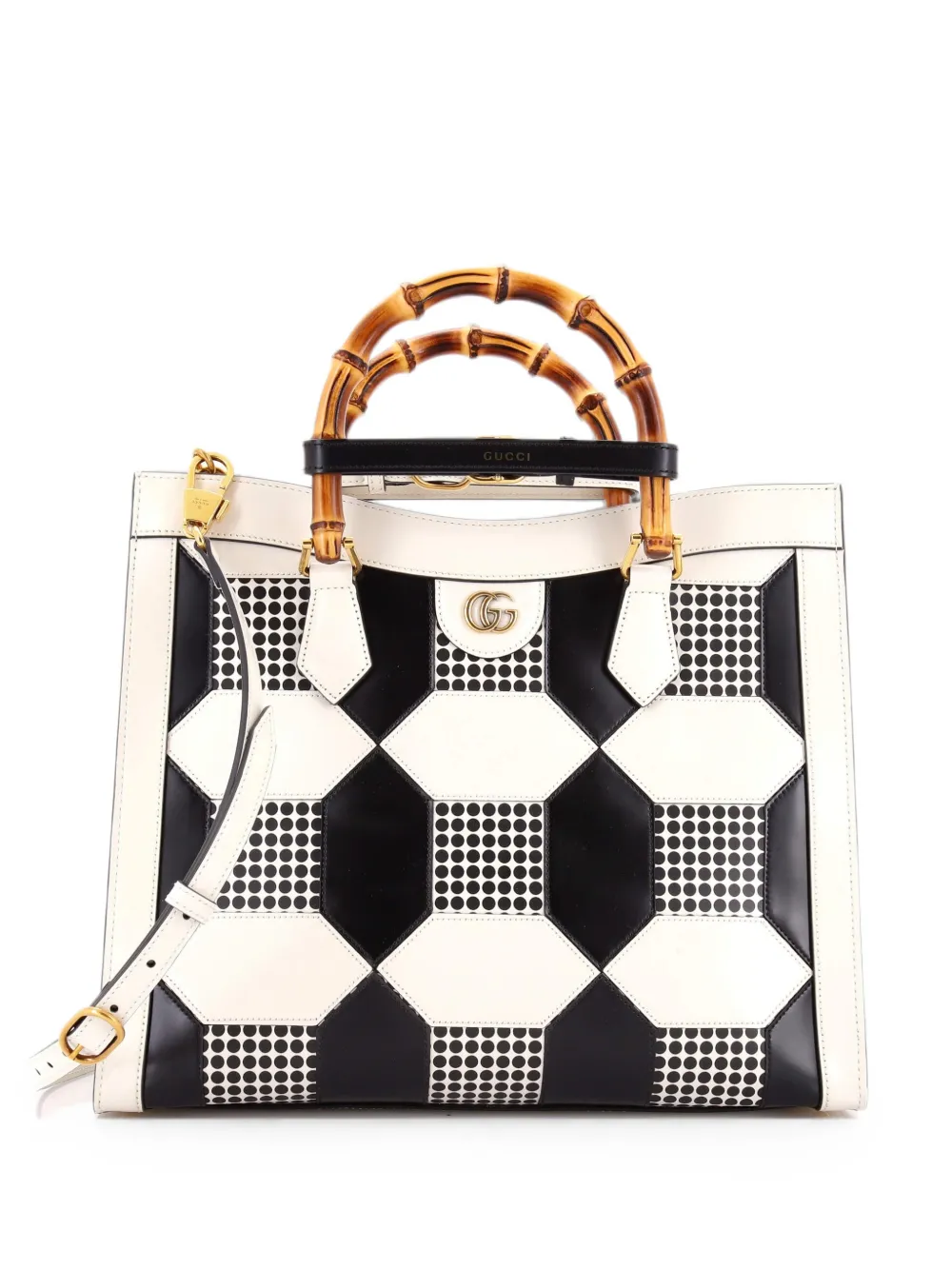 Gucci Pre-Owned Diana NM Bamboo Handle Printed Leather Medium tote bag - Black