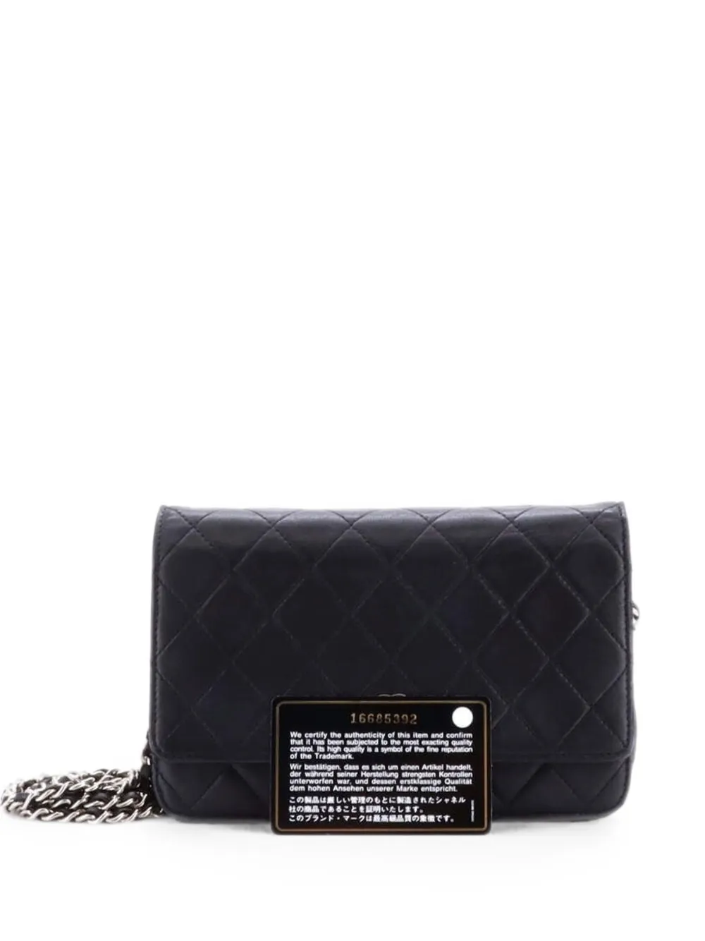 Pre-owned Chanel Wallet On Chain Quilted Lambskin Crossbody Bag In 黑色