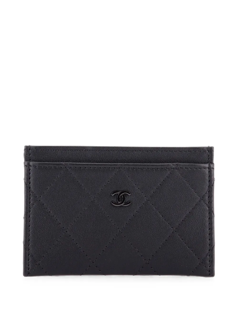 Pre-owned Chanel So Black Classic Quilted Lambskin Card Holder