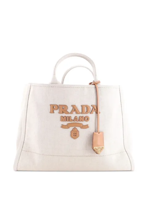Prada Pre-Owned Logo Linen Blend Large tote bag