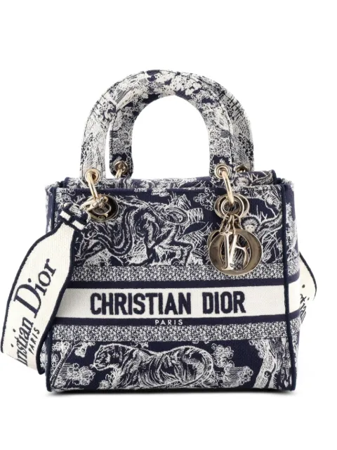 Christian Dior Pre-Owned Lady D-Lite Bag Embroidered Canvas Medium satchel