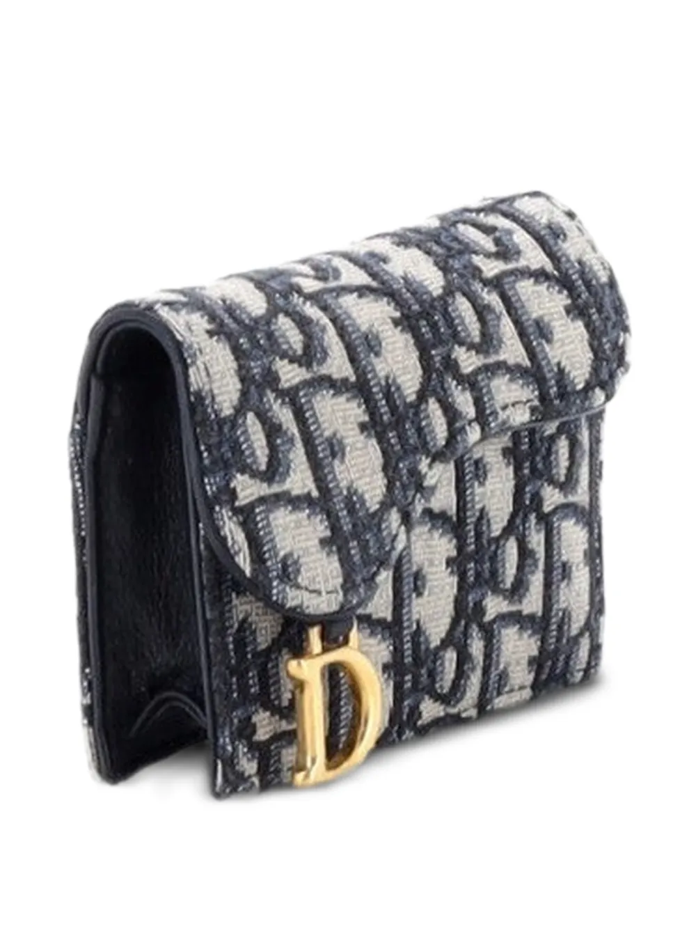 Dior Pre-owned Saddle 5-Gusset Case Oblique Canvas Card Holder in Blue, view 3