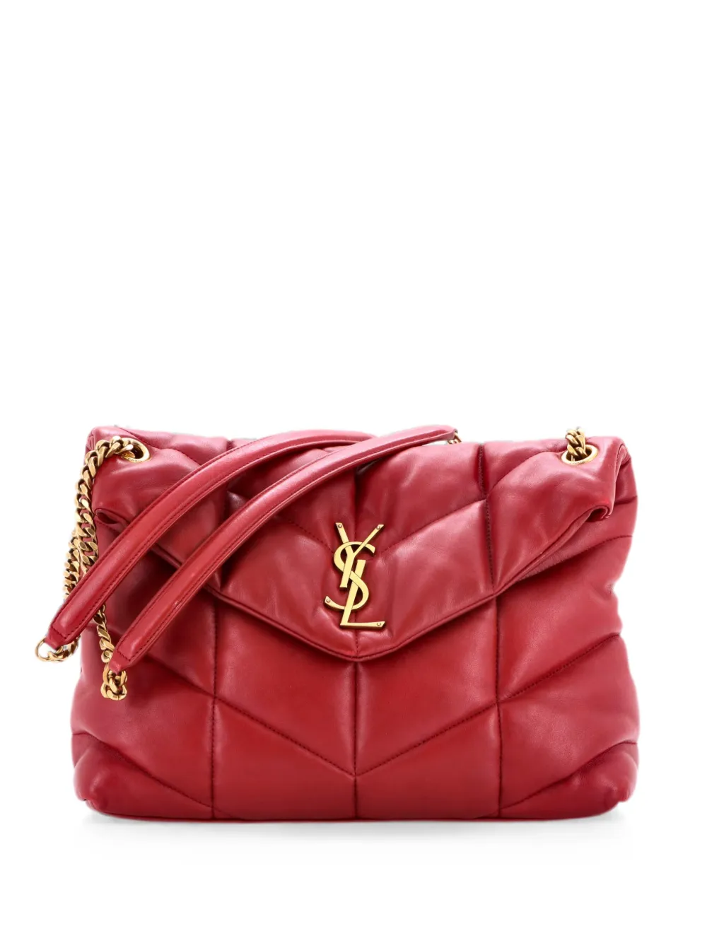 Saint Laurent Pre-Owned Loulou Matelasse Chevron Leather Medium shoulder bag - Red