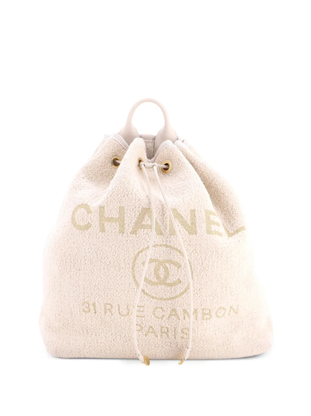 CHANEL Pre-Owned Borsa a secchiello Deauville media in velluto con coulisse - Toni neutri