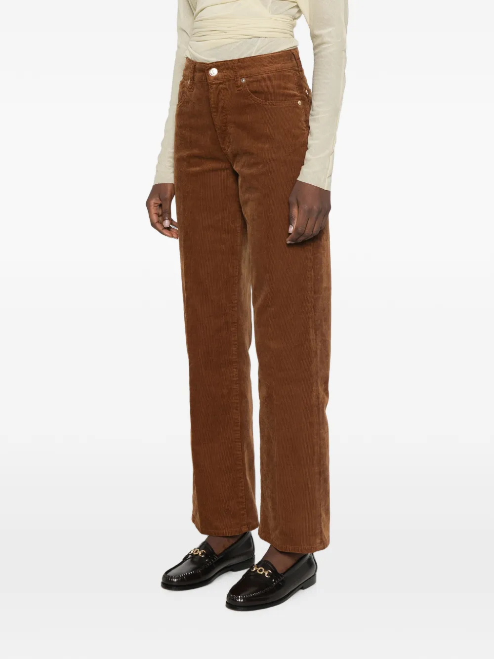 7 For All Mankind Ribfluwelen straight broek Bruin