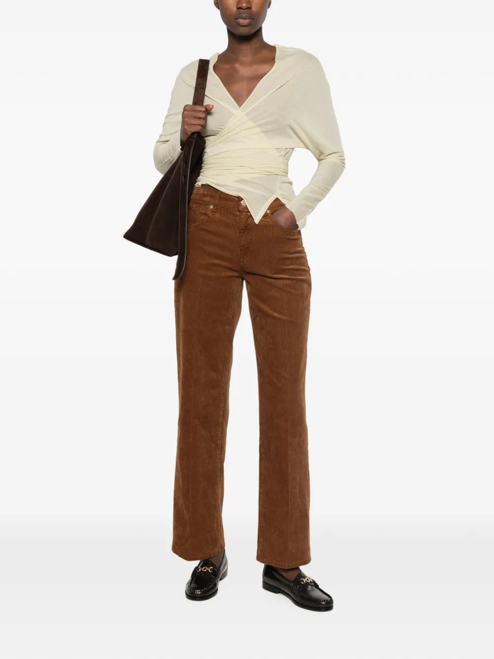 7 For All Mankind Ribfluwelen straight broek Bruin