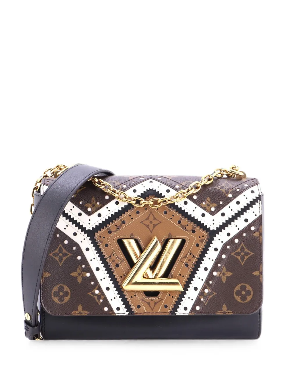 Louis Vuitton Pre-Owned Borsa a spalla Twist Handbag Limited Edition Brogue Reverse Monogram in tela e pelle con monogramma MM - Nero