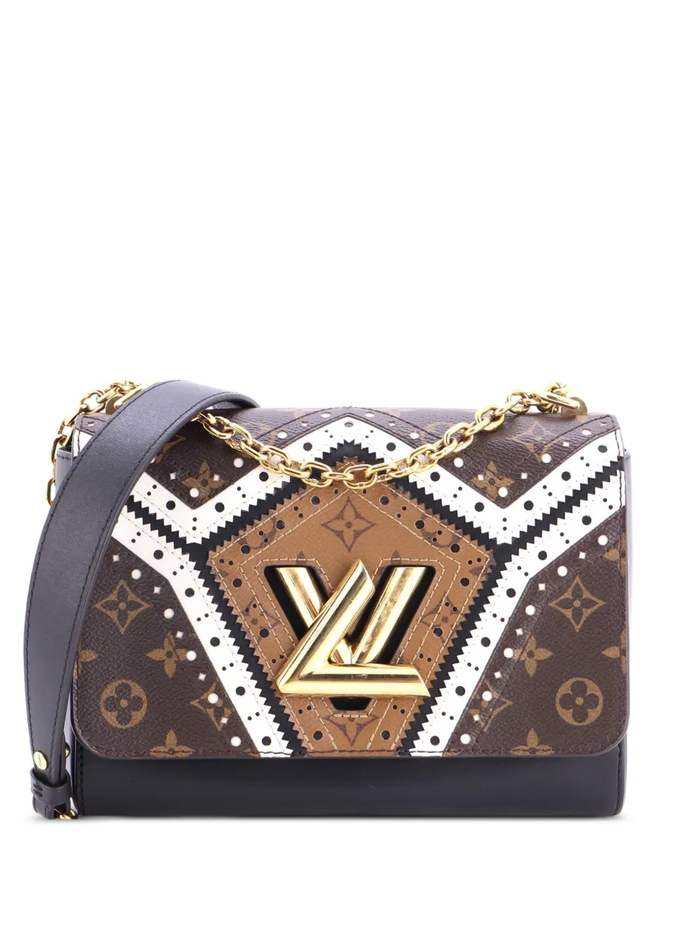 Louis Vuitton Pre-Owned Borsa a spalla Twist Handbag Limited Edition Brogue Reverse Monogram in tela e pelle con monogramma MM - Nero