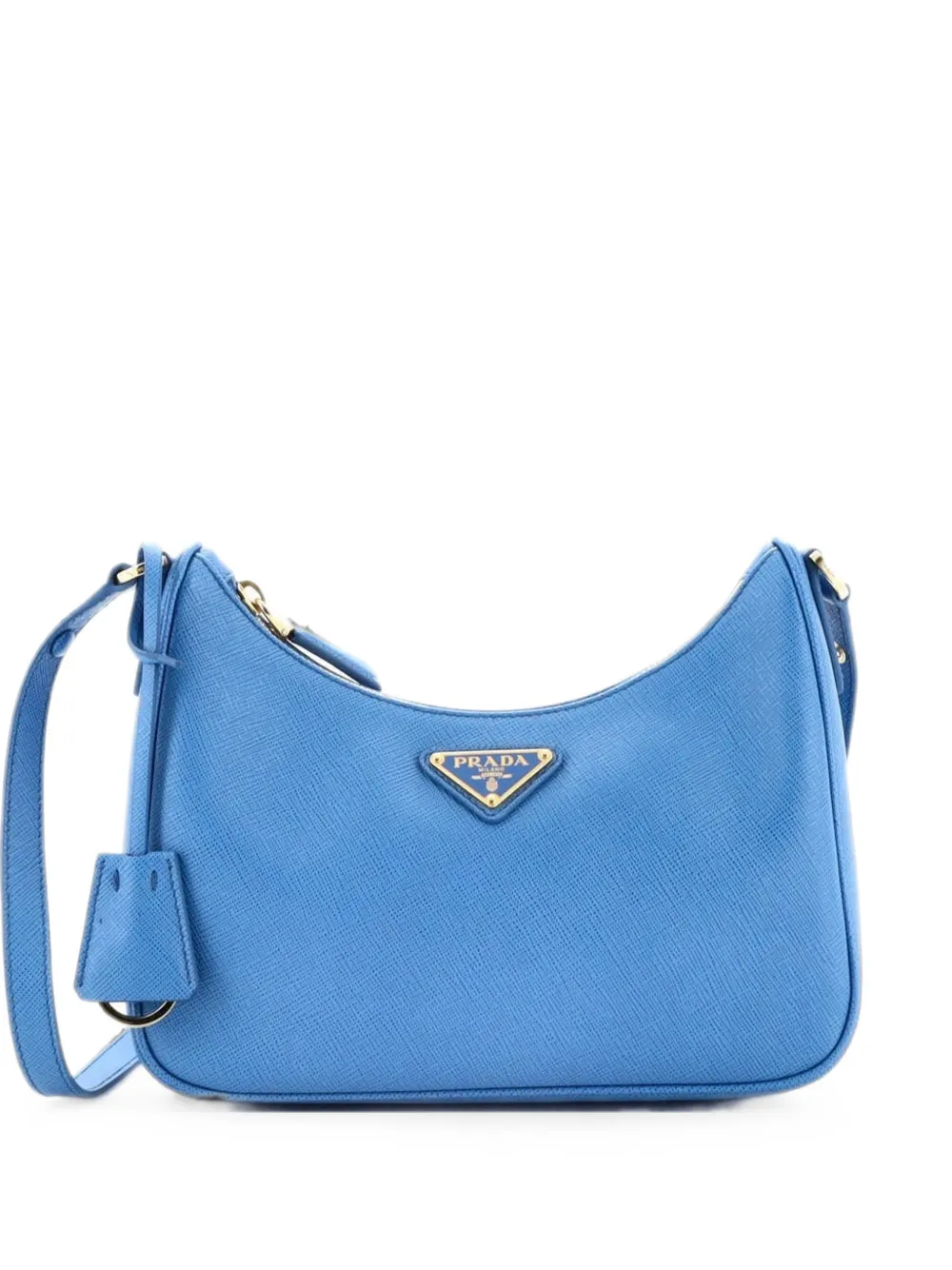 Pre-owned Prada Re-edition Hobo Saffiano Leather Mini Shoulder Bag In Blue