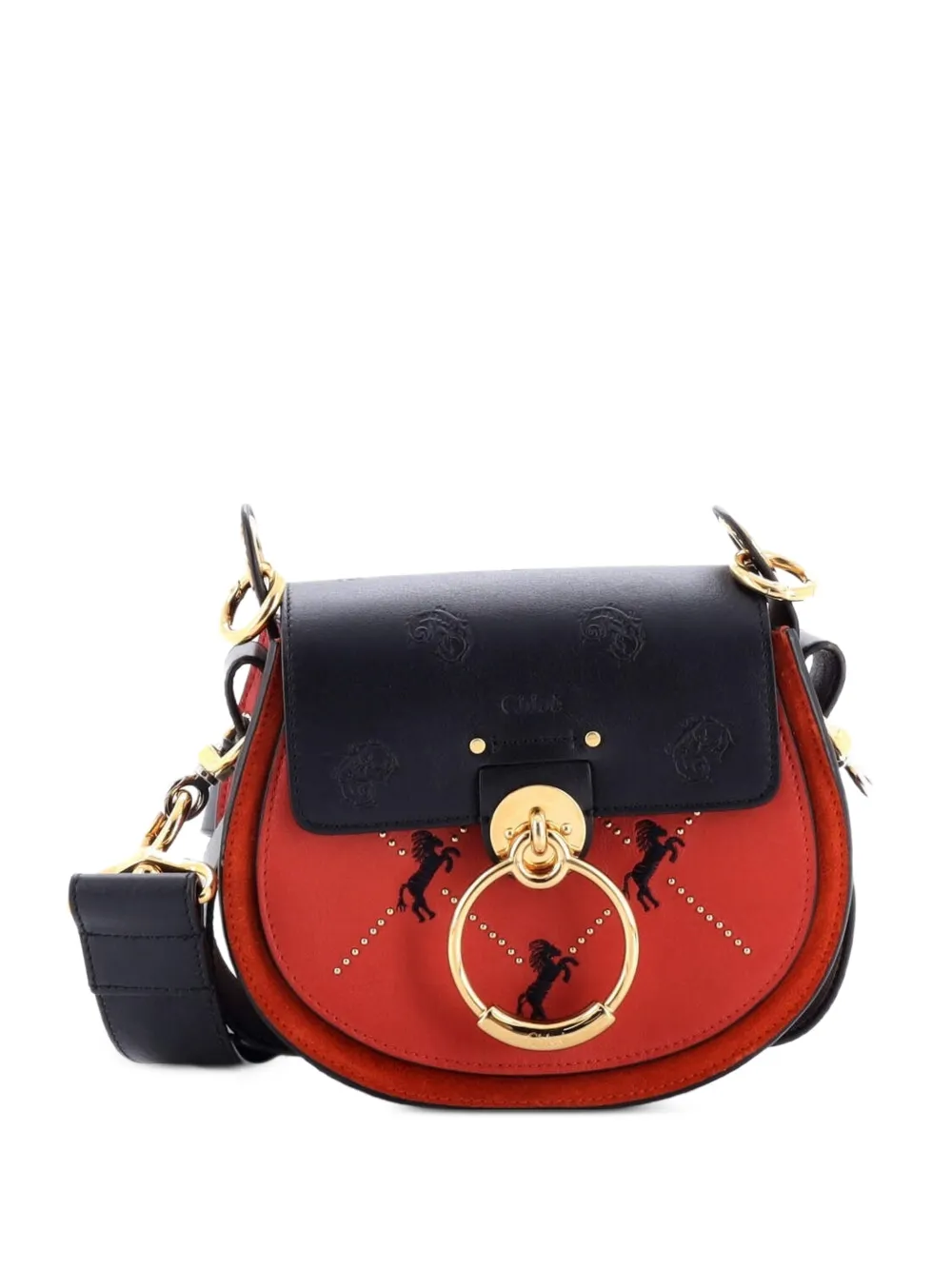 Chloé Pre-Owned Borsa a tracolla Tess piccola in pelle con ricamo - Blu