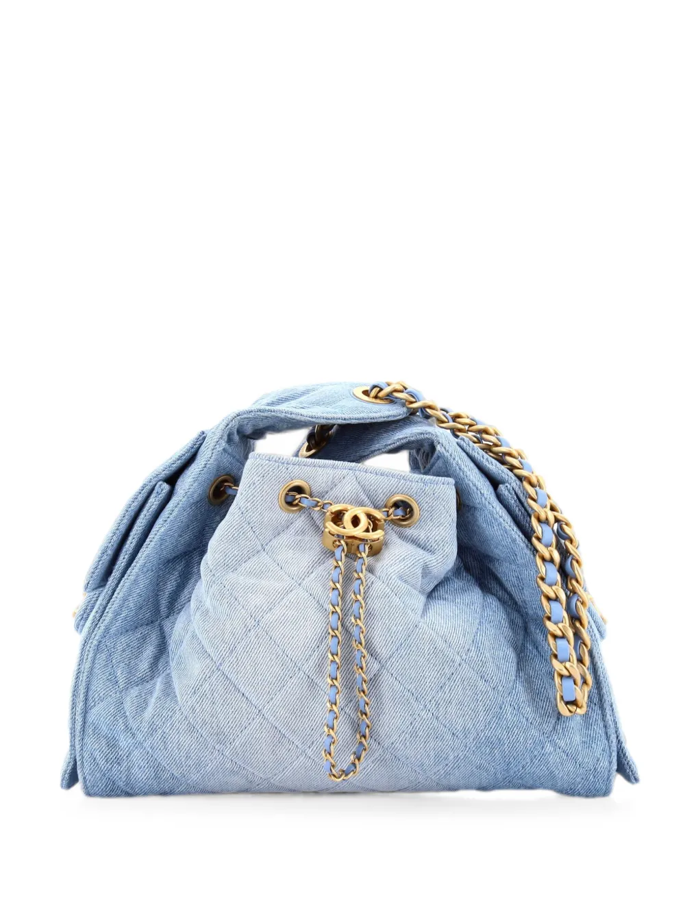 CHANEL Pre-Owned Borsa passepartout 25 piccola in denim trapuntato - Blu