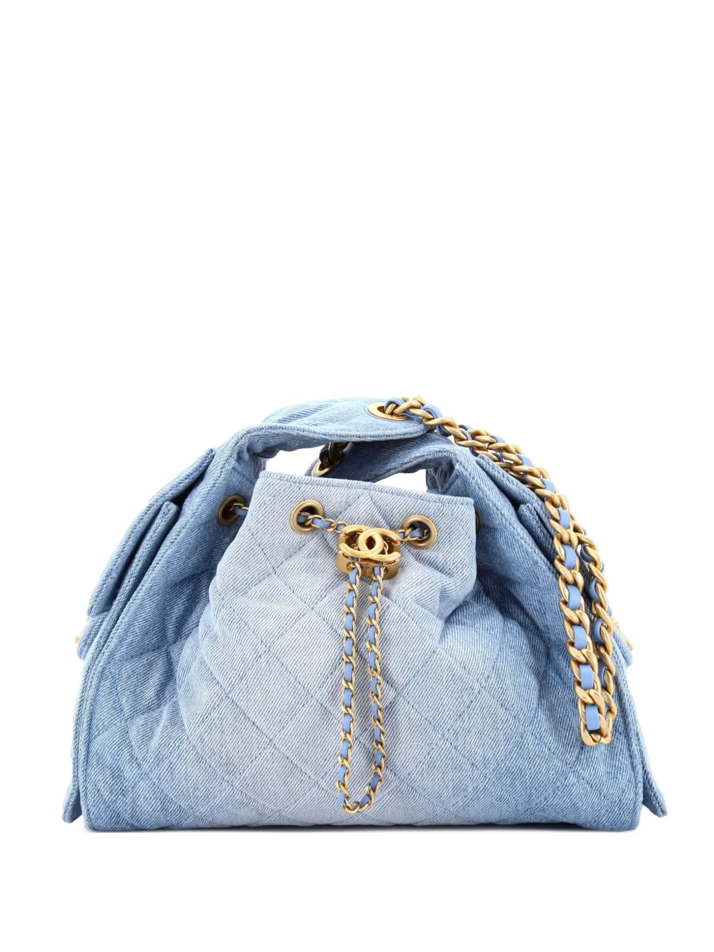 CHANEL Pre-Owned Borsa passepartout 25 piccola in denim trapuntato - Blu