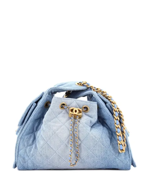 CHANEL Pre-Owned Borsa passepartout 25 piccola in denim trapuntato