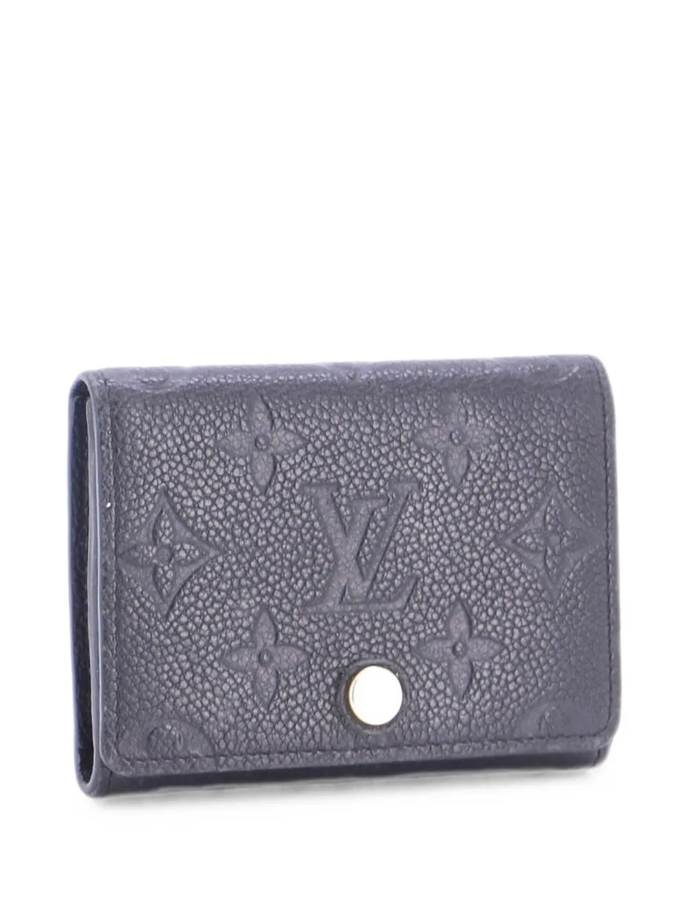 Pre-owned Louis Vuitton Multicartes Monogram Empreinte Leather Card Holder In Black