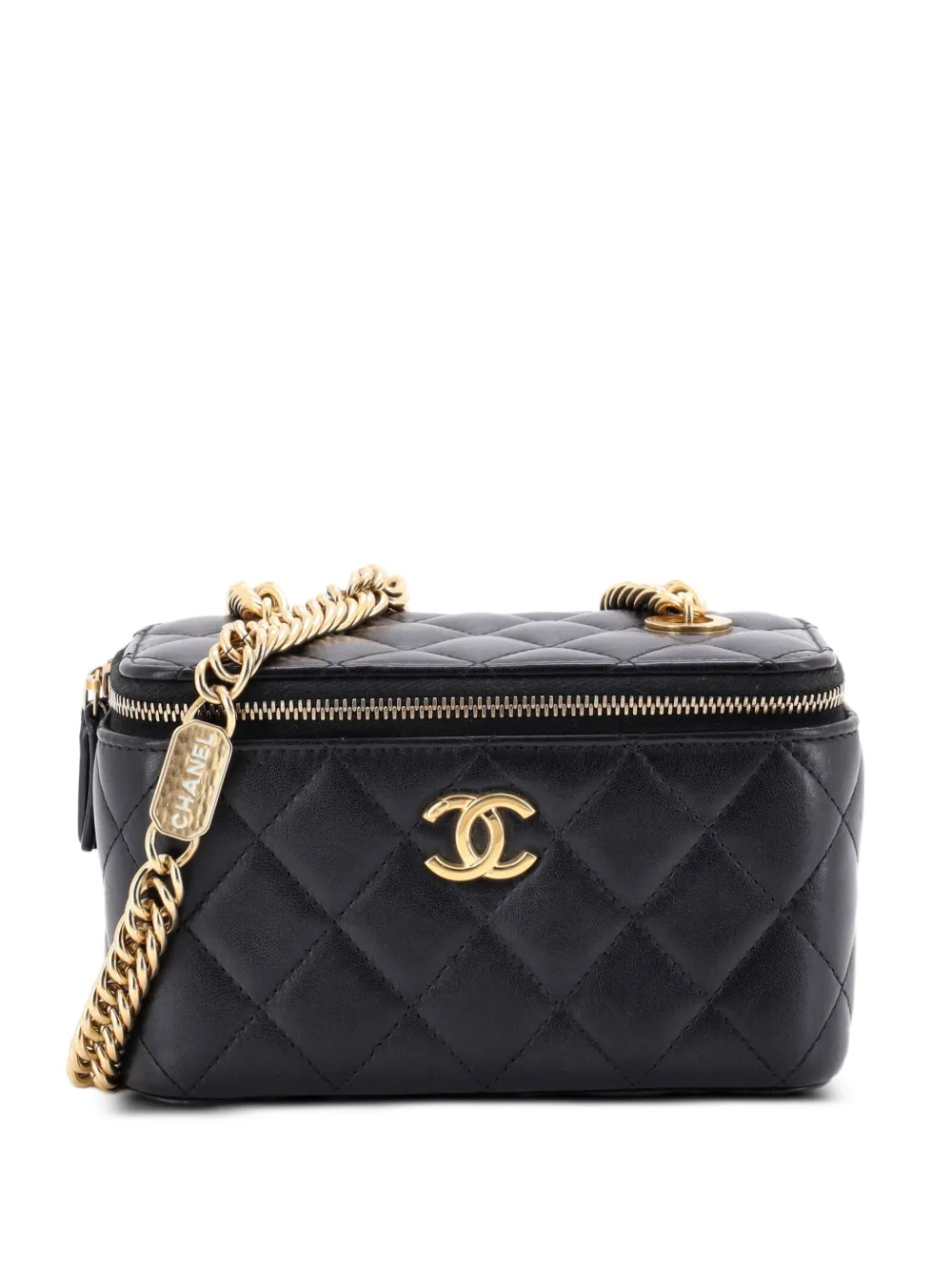 CHANEL Pre-Owned Kleine Coco Kosmetiktasche mit Kette und Emaille - Schwarz