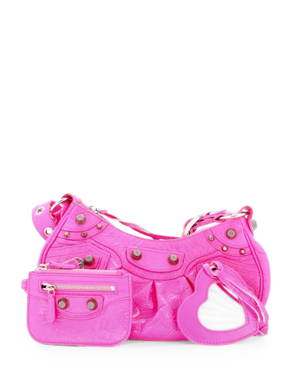 Pre-owned Balenciaga Le Cagole Giant Studs Shoulder Bag Leather Xs Hobo Bag In Pink