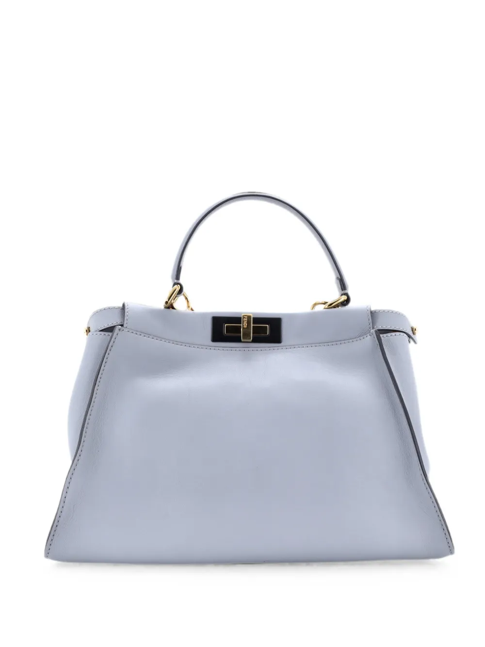 Pre-owned Fendi Peekaboo Bag Rigid Leather Regular Satchel In Blue