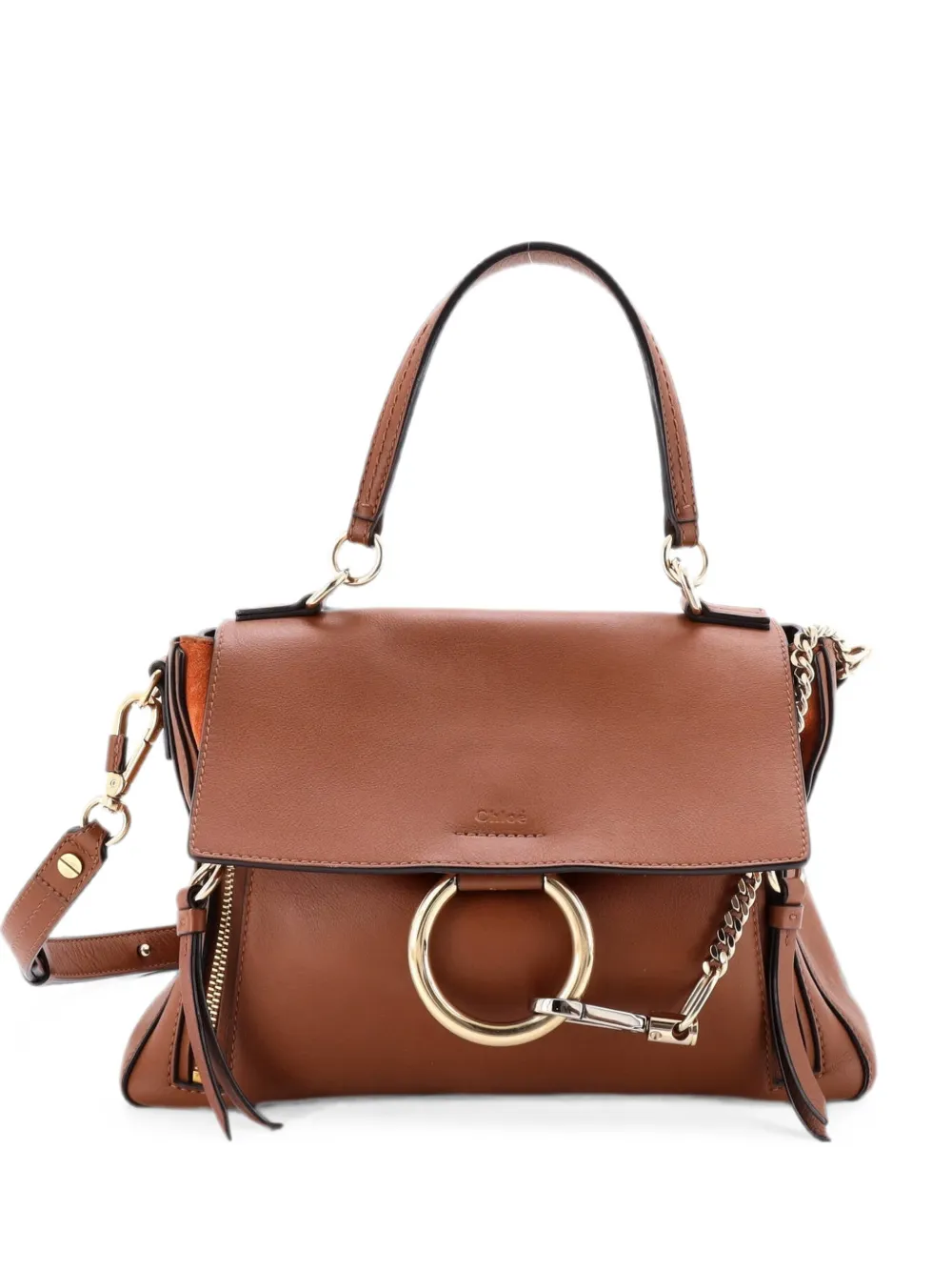 Pre-owned Chloé Faye Day Bag Leather Small Satchel In Brown