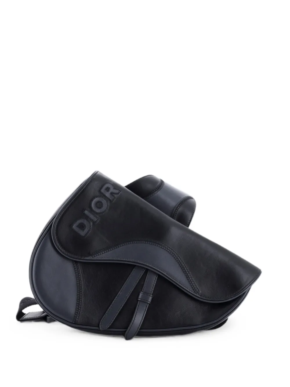Christian Dior Pre-Owned Borsa a tracolla Saddle in pelle con applicazione logo - Nero