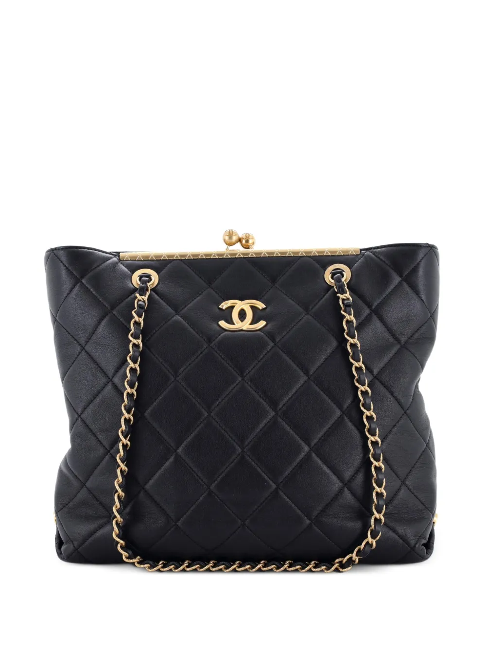 CHANEL Pre-Owned Borsa shopper media in pelle di agnello trapuntata - Nero