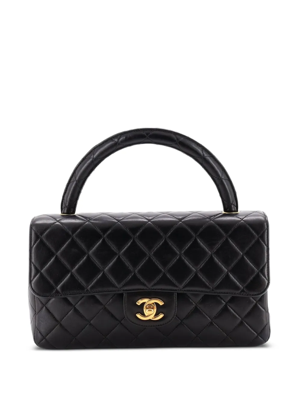 CHANEL Pre-Owned Borsa a tracolla Twin media in pelle di agnello trapuntata con manico e battente - Nero