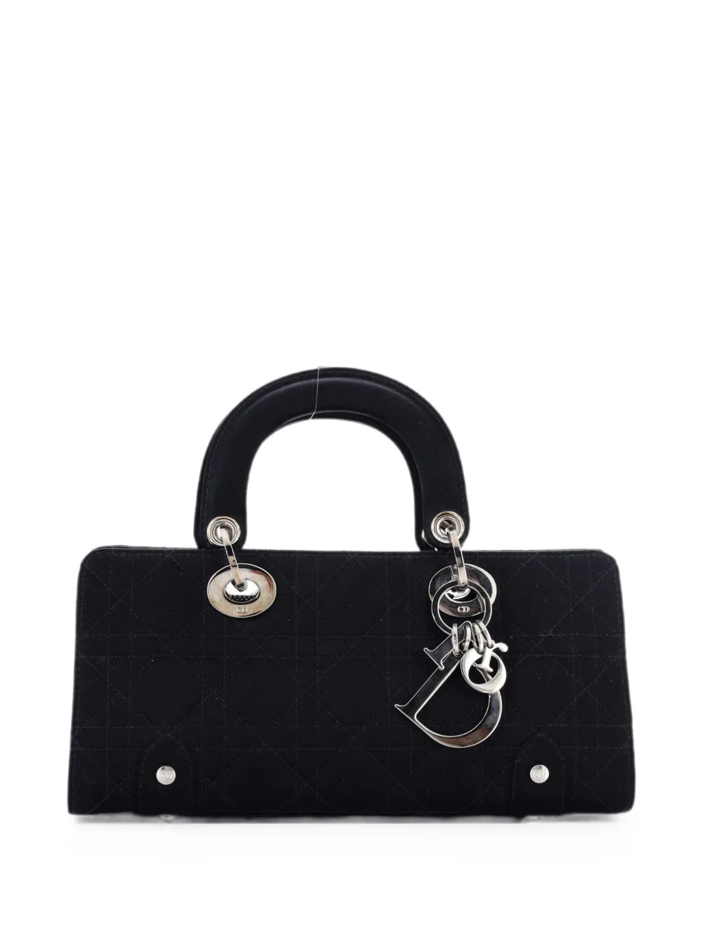 Pre-owned Dior Lady  Bag Cannage Quilt Lambskin East West Tote Bag In Black