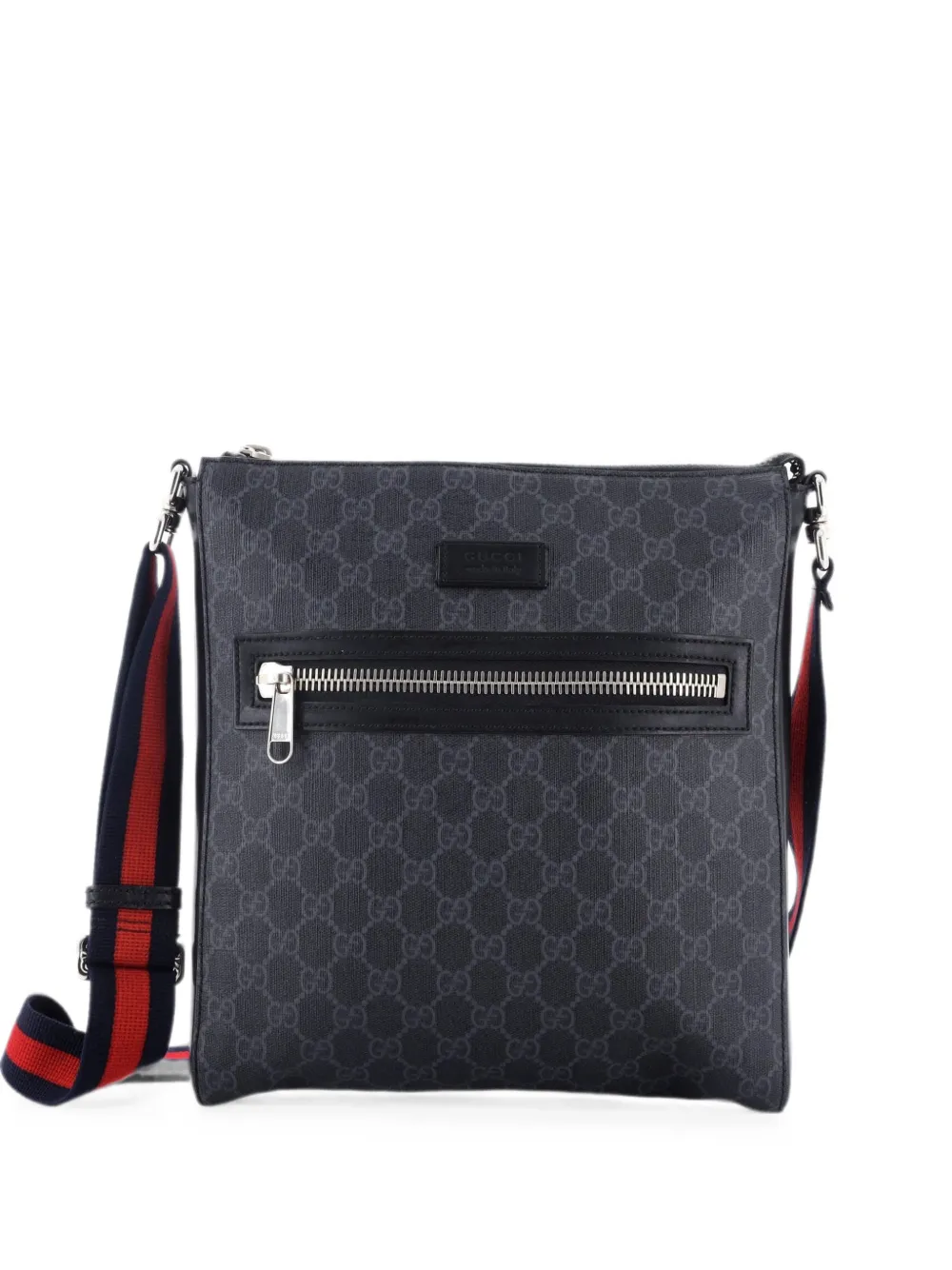 Gucci Pre-Owned Borsa a tracolla GG media in tela cerata con decorazione Web - Nero