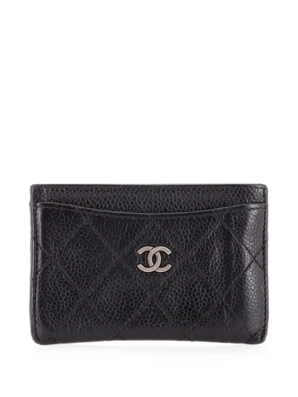 Pre-owned Chanel Classic Quilted Lambskin Card Holder In Black