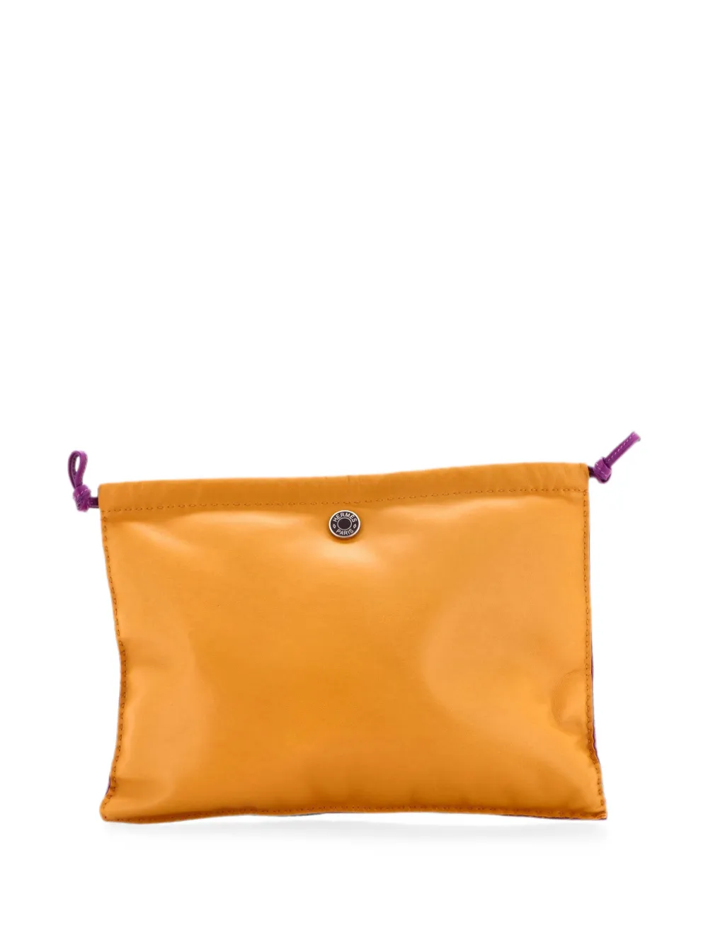 Pre-owned Hermes Pilo Milo Lambskin And Swift Pouch In Neutrals