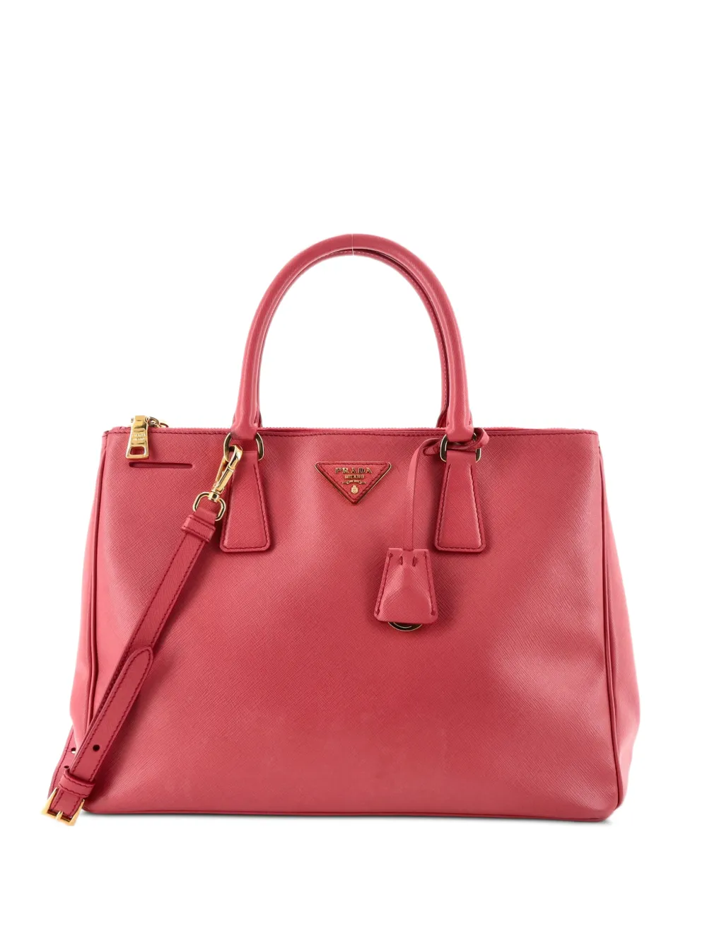 Prada Pre-Owned Große Galleria Double Zip Saffiano Tote Bag aus Leder - Rosa