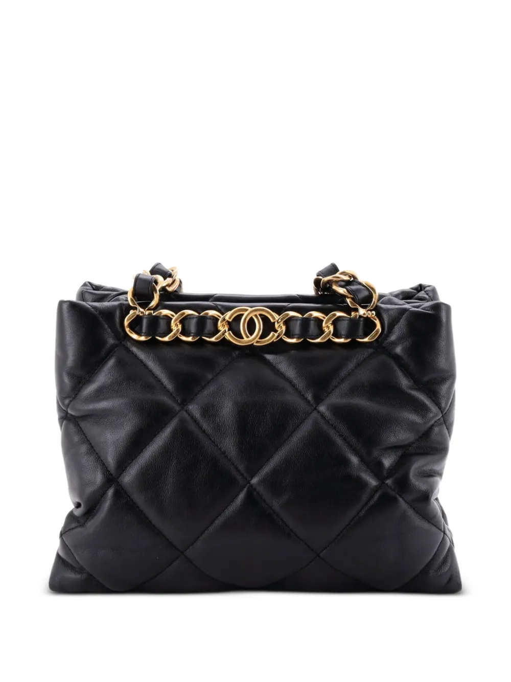 CHANEL Pre-Owned Borsa a spalla piccola in pelle di agnello trapuntata con manico a catena - Nero
